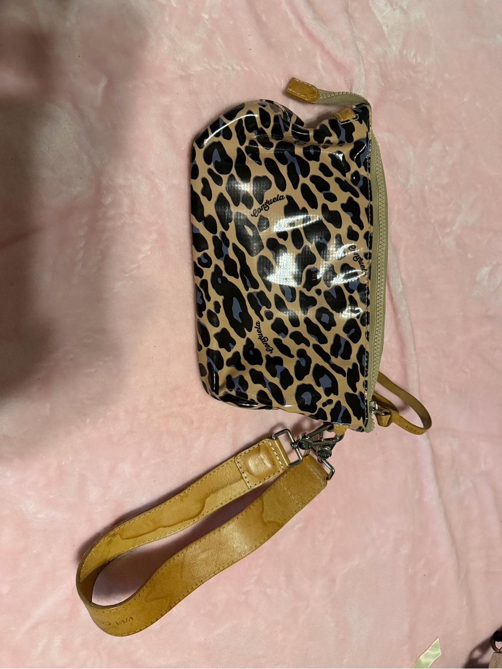 Consuela Leopard Print Wristlet in Tan and Black